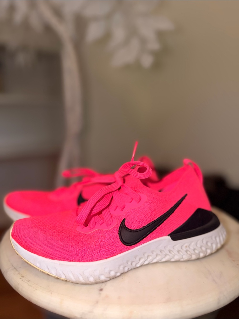 Nike Pink Knit Sneakers with Black Swoosh